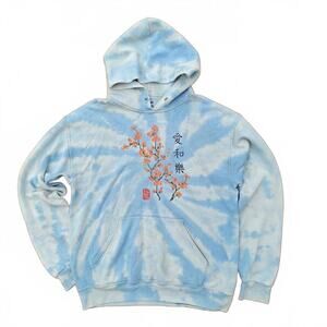Artist Union Tie Dye Hoodie Blue Floral Cherry Blossom Graphic Streetwear